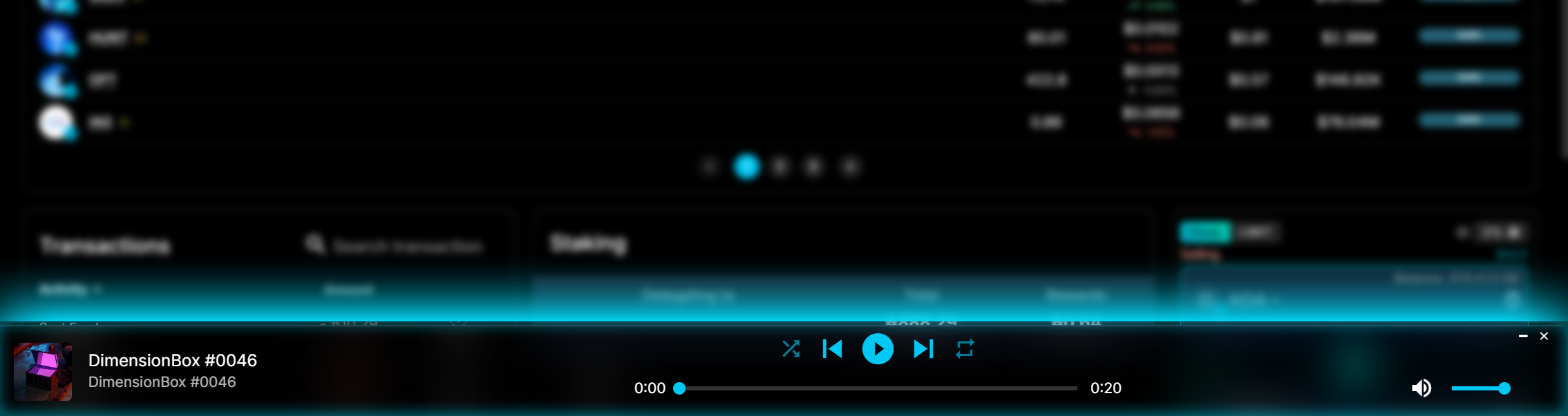GeroWallet mini media player - Spotify-style bottom toolbar for continuous NFT playback